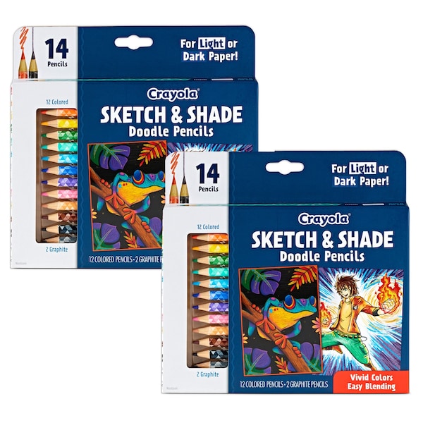 Crayola Doodle & Draw Sketch & Shade Doodle Pencil, 14 Colors, 2PK 68-2116 - main